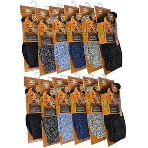 Men's Lamb Wool Thermal Winter Socks Marled Cold Weather Warm Boot Socks 12-Pack